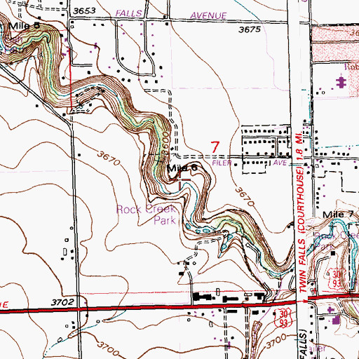 Topographic Map of Rock Creek Park, ID