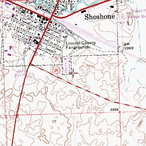 Topographic Map of Shoshone High School, ID