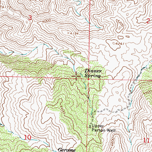 Topographic Map of Dinner Spring, AZ