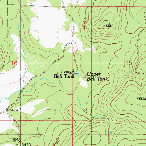 Topographic Map of Lower Bell Tank, AZ