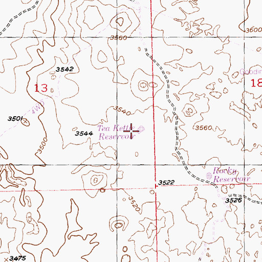 Topographic Map of Tea Kettle Reservoir, ID