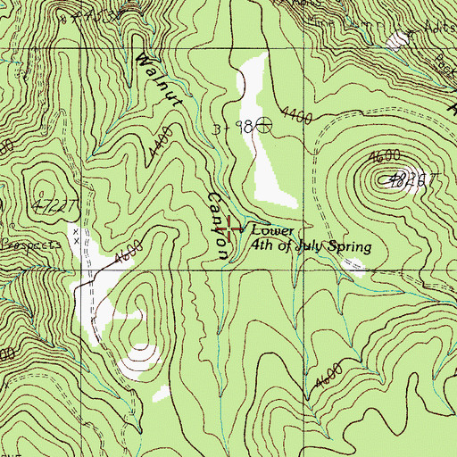 Topographic Map of Lower Fourth of July Spring, AZ