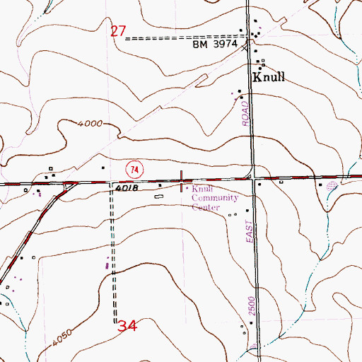 Topographic Map of Knull Community Center, ID