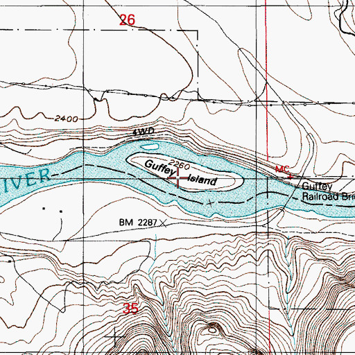 Topographic Map of Guffey Island, ID