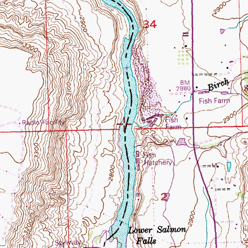 Topographic Map of Birch Creek, ID