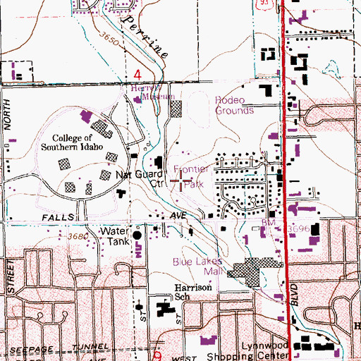 Topographic Map of Frontier Park, ID