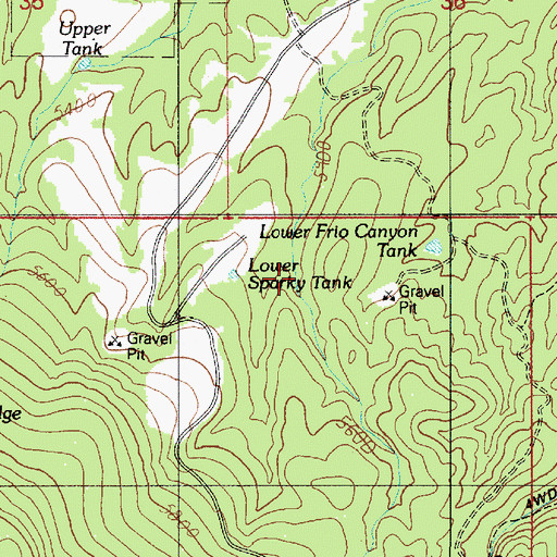 Topographic Map of Lower Sparky Tank, AZ