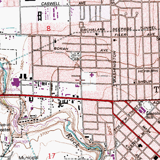 Topographic Map of Memorial School (historical), ID