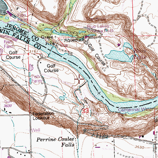 Topographic Map of Perrine Coulee, ID