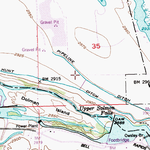 Topographic Map of Pipeline Ditch, ID