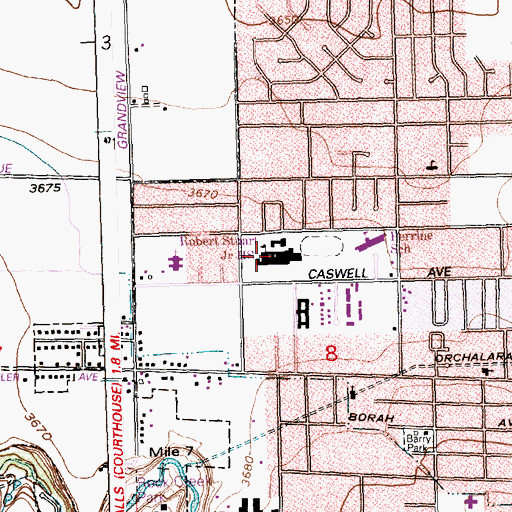 Topographic Map of Robert Stuart Junior High School, ID