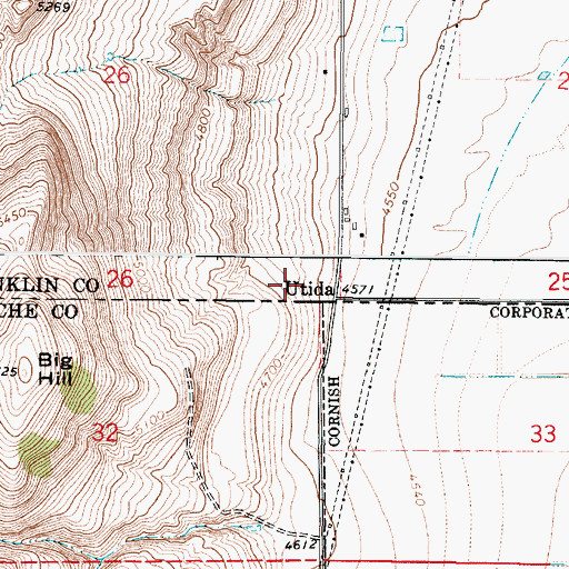 Topographic Map of Utida, UT
