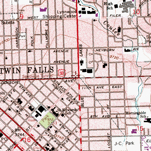 Topographic Map of Washington School (historical), ID