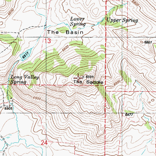 Topographic Map of The Saddle, ID