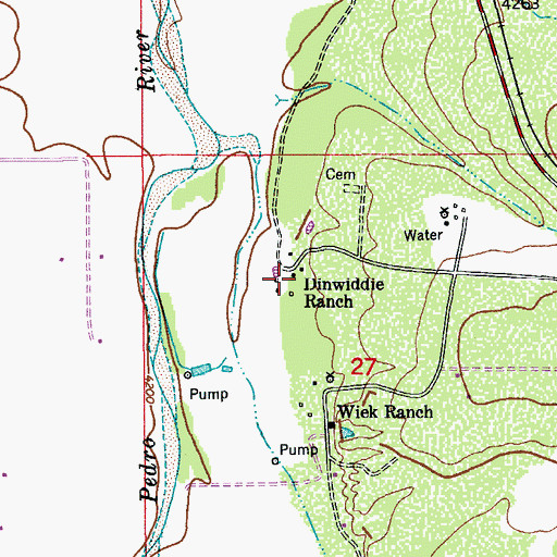 Topographic Map of Dinwiddie Ranch, AZ