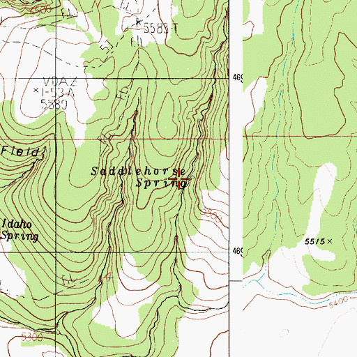 Topographic Map of Saddlehorse Spring, ID