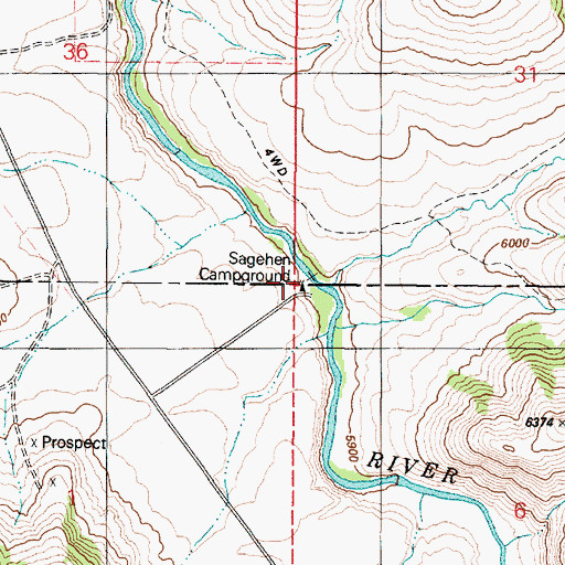 Topographic Map of Sagehen Campground, ID