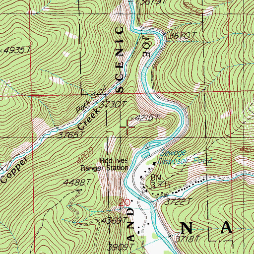 Topographic Map of Saint Joe Wild and Scenic River, ID