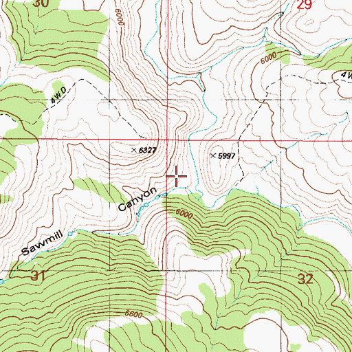 Topographic Map of Sawmill Canyon, ID