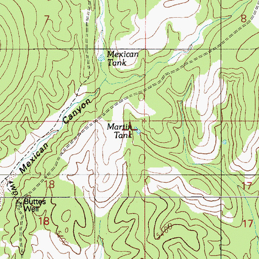 Topographic Map of Martin Tank, AZ