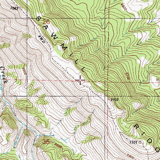 Topographic Map of Sawmill Ridge, ID