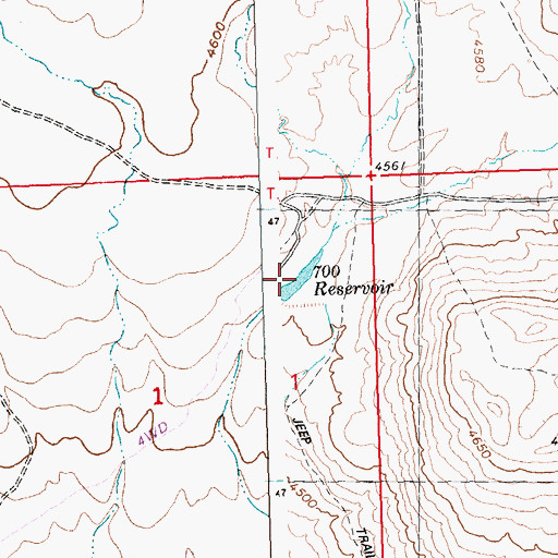 Topographic Map of Seven Hundred Reservoir, ID