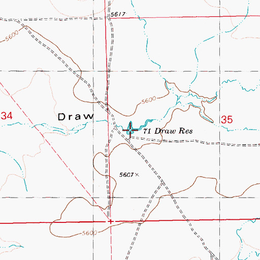 Topographic Map of Seventy-One Draw Reservoir, ID