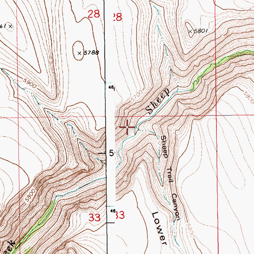 Topographic Map of Sheep Trail Canyon, ID