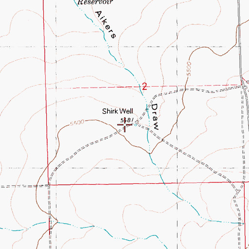 Topographic Map of Shirk Well, ID