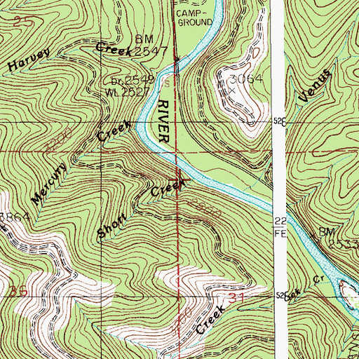 Topographic Map of Short Creek, ID