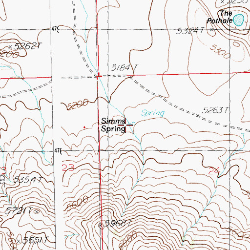 Topographic Map of Simms Spring, ID