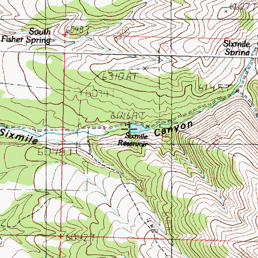 Topographic Map of Sixmile Reservoir, ID
