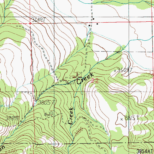 Topographic Map of Sonner Creek, ID