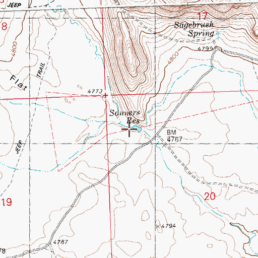 Topographic Map of Sonners Reservoir, ID