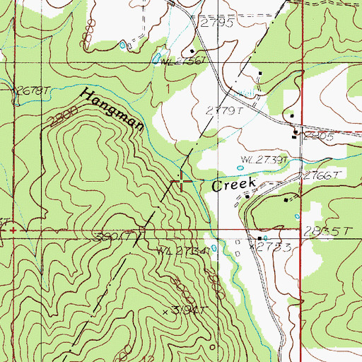 Topographic Map of South Fork Hangman Creek, ID