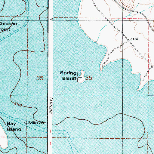 Topographic Map of Spring Island, ID