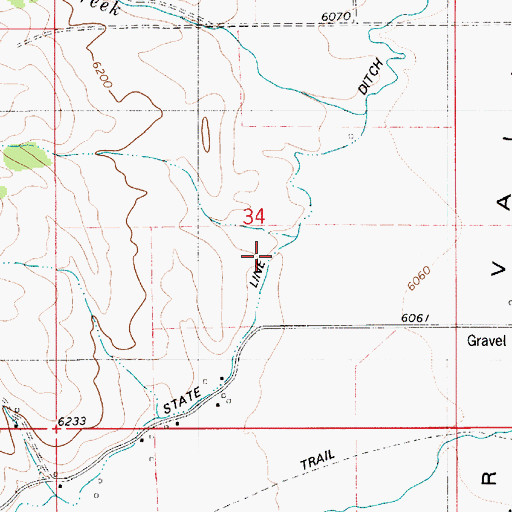 Topographic Map of State Line Ditch, WY