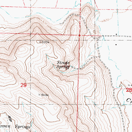 Topographic Map of Strode Spring, ID