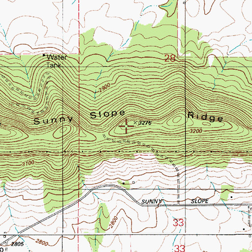 Topographic Map of Sunny Slope Ridge, ID