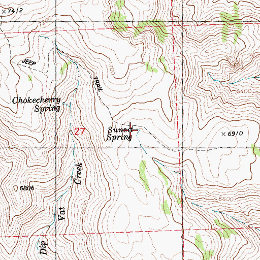 Topographic Map of Sunset Spring, ID