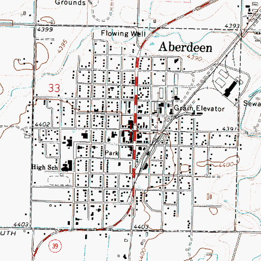 Topographic Map of Aberdeen, ID