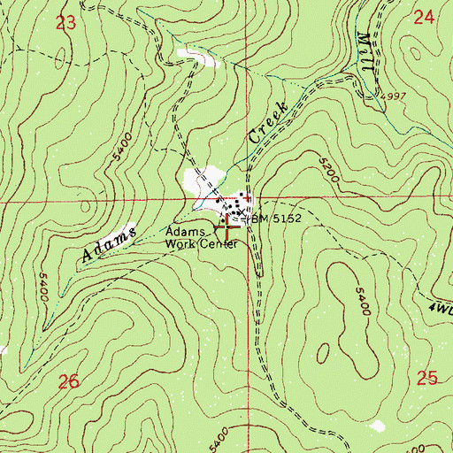 Topographic Map of Old Adams Ranger Station, ID