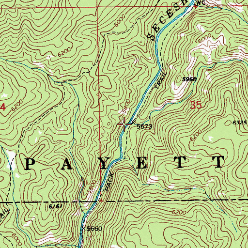 Topographic Map of Alex Creek, ID