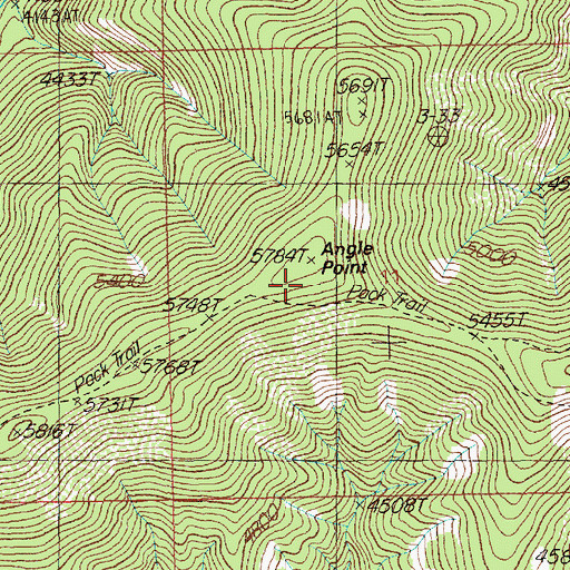 Topographic Map of Angle Point, ID