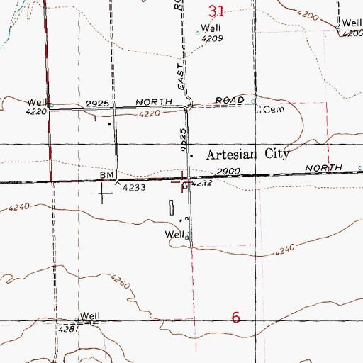 Topographic Map of Artesian City, ID