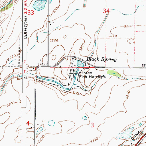 Topographic Map of Ashton Fish Hatchery, ID