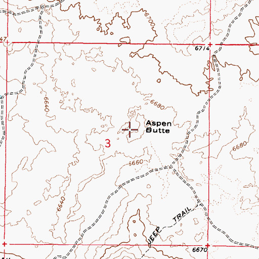 Topographic Map of Aspen Butte, ID
