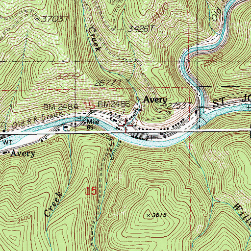 Topographic Map of Avery, ID