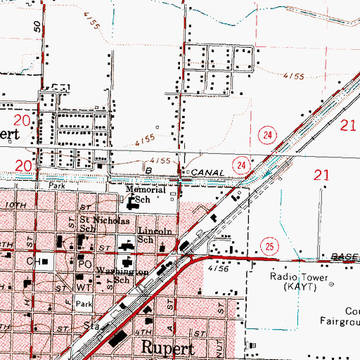 Topographic Map of B Canal, ID