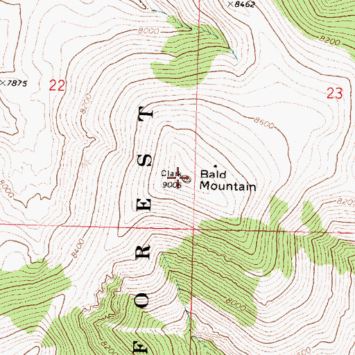 Topographic Map of Bald Mountain, ID